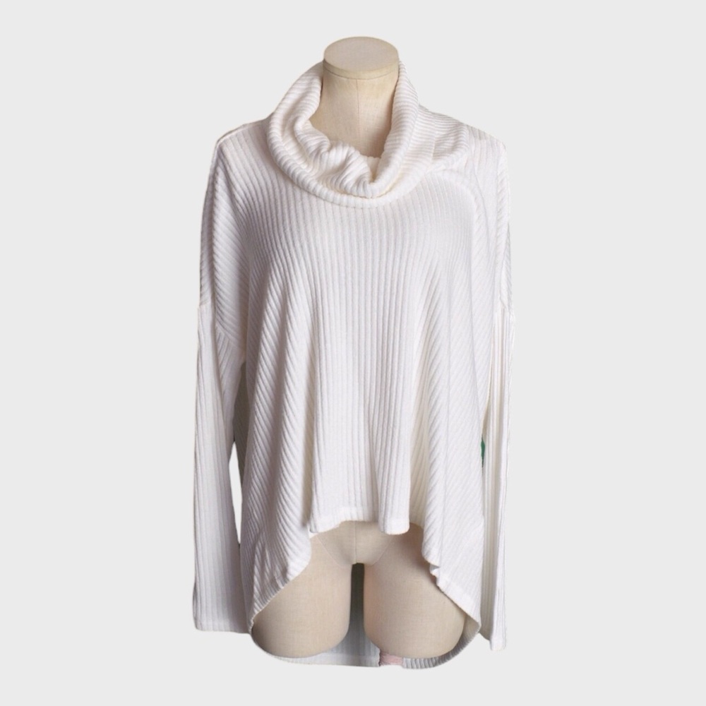 Saturday Sunday Anthropologie Brushed Ribbed Cowl Neck Oversized Sweater